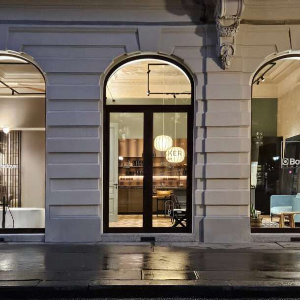 Ecker am Schubertring Boffi DePadova Flagship store Wien Portal Séparée bei Nacht