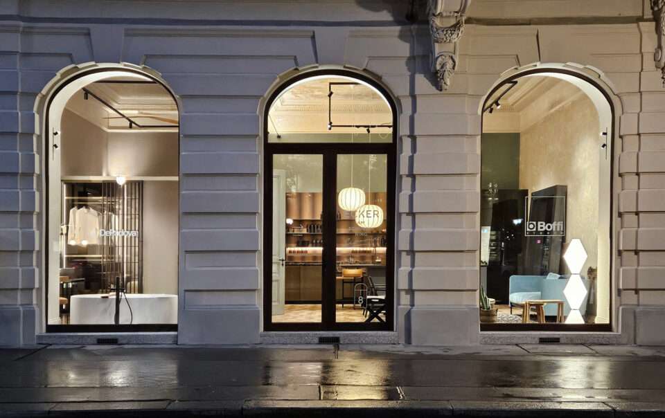 Ecker am Schubertring Boffi DePadova Flagship store Wien Portal Séparée bei Nacht